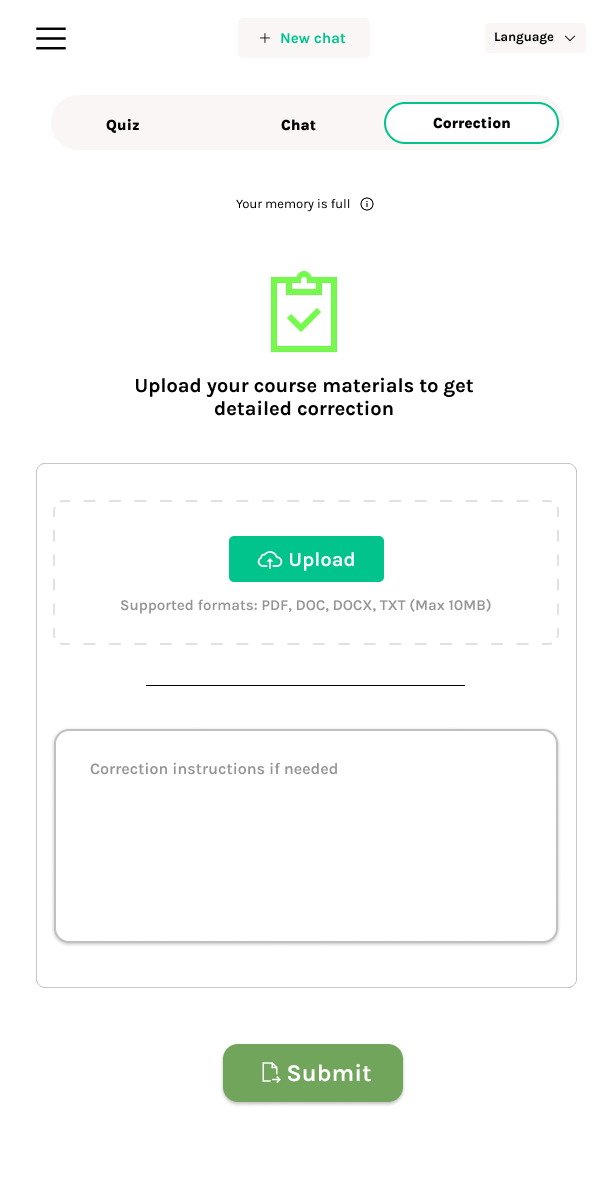 Course Correction Upload